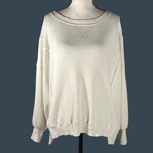 American Eagle Outfitters White Waffle Knit with off white contrast stitching S